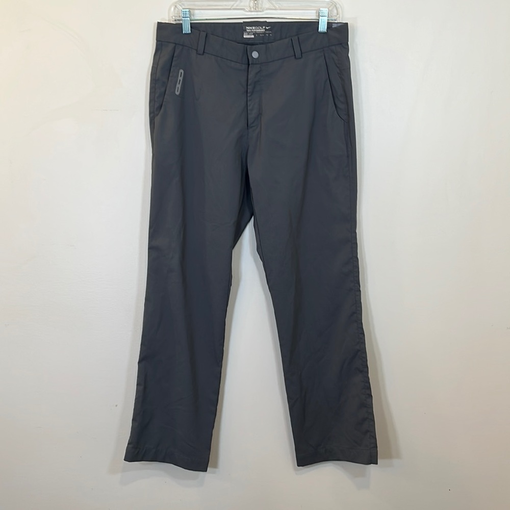 Nike Mens Golf Tour Performance 32x30Dri-Fit Gray Pants,Snap Zip,Flat Front